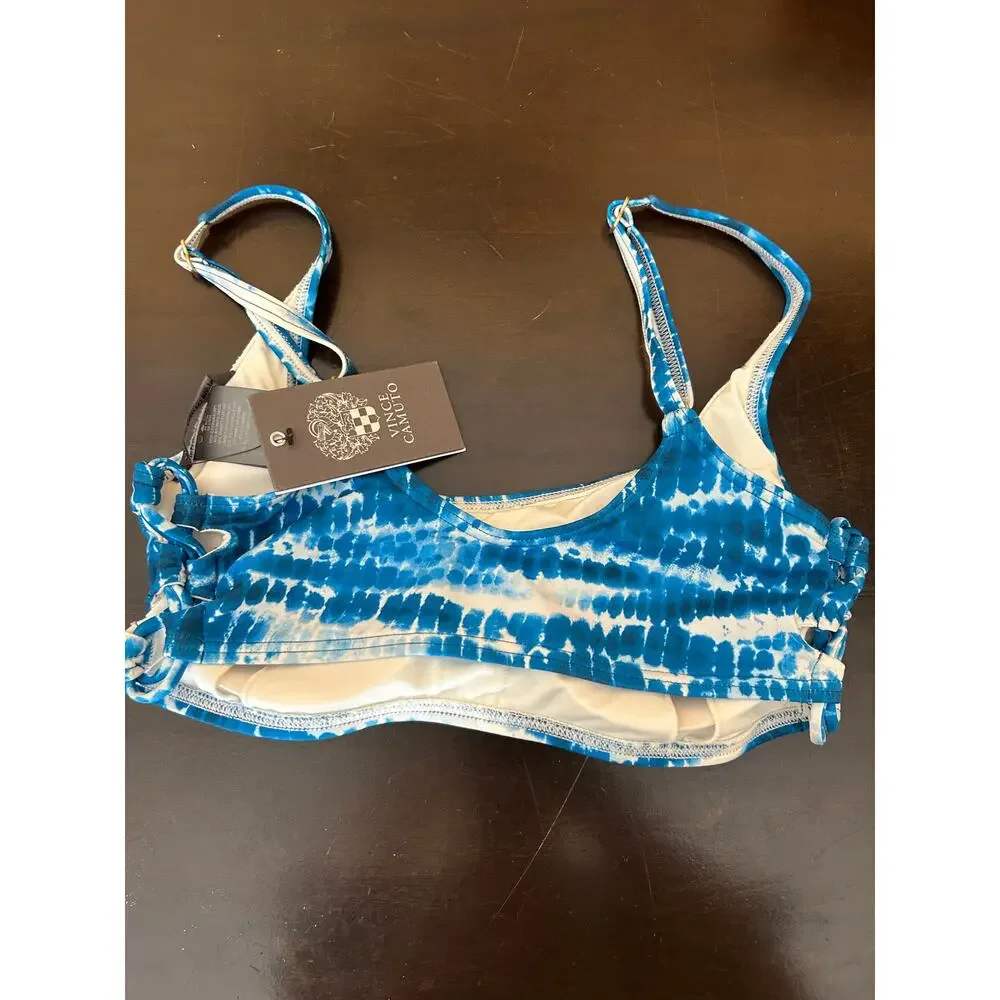 Vince Camuto Side Lace Bikini Top - Blue Tie Dye - Small - NWT